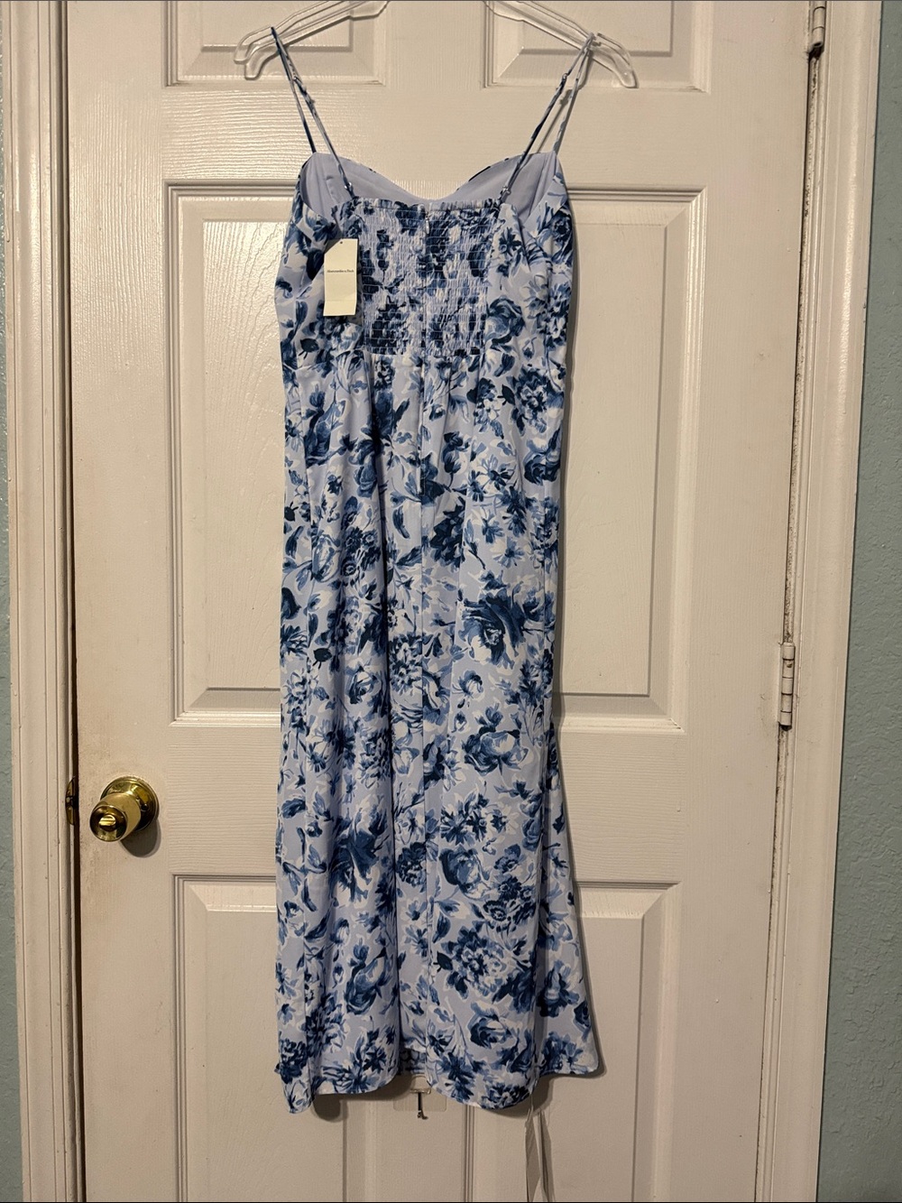 The A&F Camille Midi Dress Blue Floral High Slit Size Small NWT - Picture 5 of 9